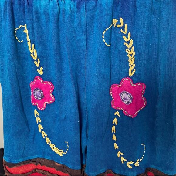 KPC 100% Cotton Embroidered 90's Y2K PatchworkPants, Boho Hippie Free Spirit, XL - Picture 3 of 7